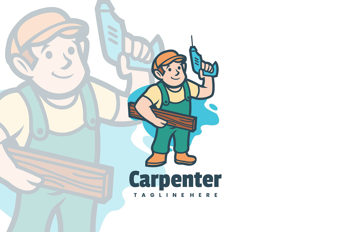 Carpenter Cartoon Logo Design., a Branding & Logo Template by VectorCraft