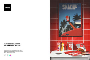 Restaurant Poster Burger Mockup, an Advertising Mockup by creatsy5