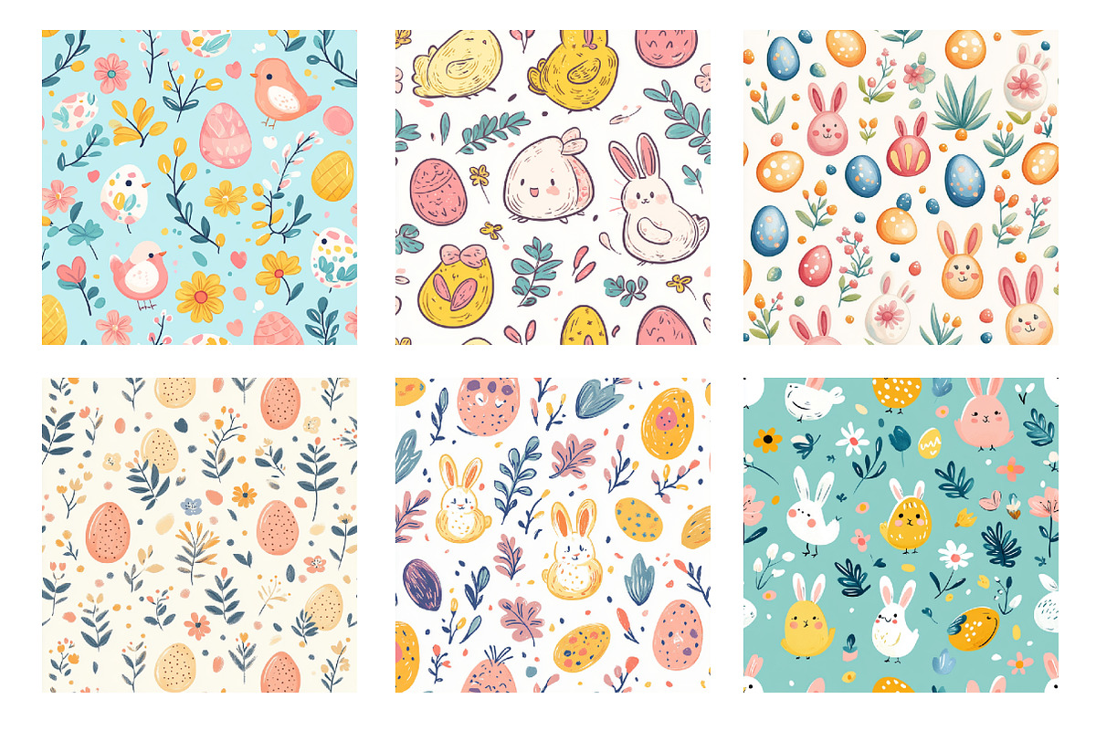 Easter Cute Doodles Pattern, an Illustration by SinaCreation (Photo 3 of 5)