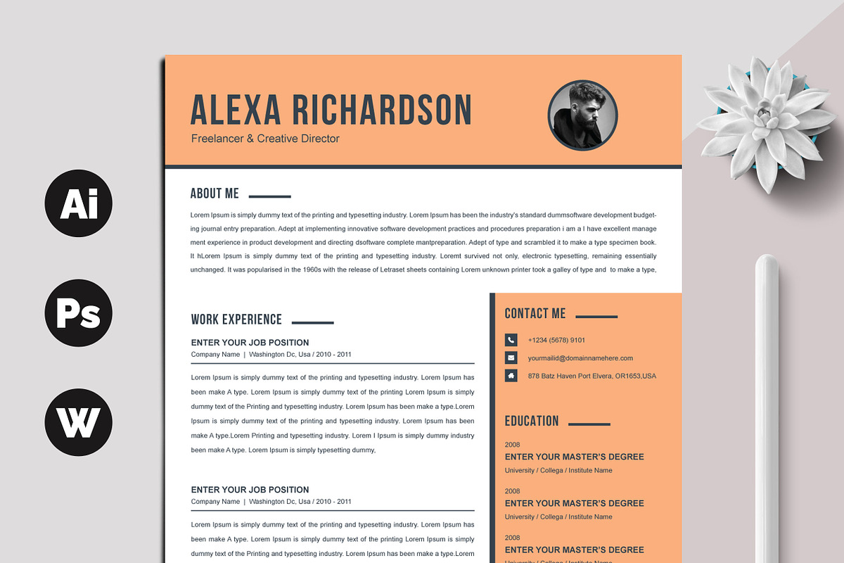 Modern Resume / CV Template, a Resume Template by X-Type (Photo 1 of 5)