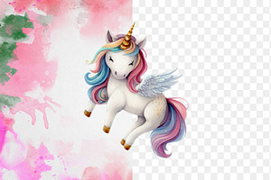 22 Watercolor Clip Arts Of Unicorn