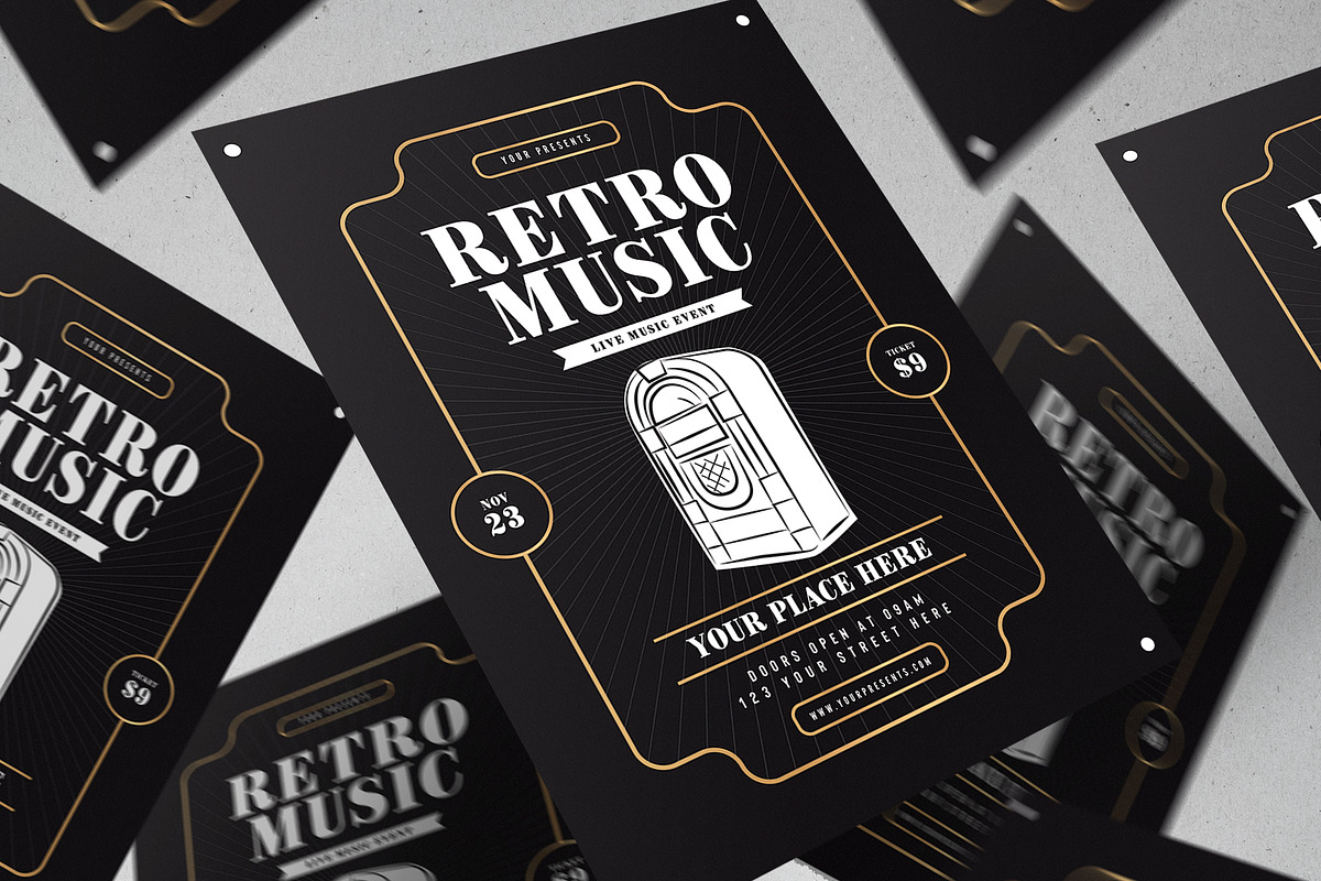 Retro Music Flyer, a Flyer Template by lilyshop (Photo 2 of 2)