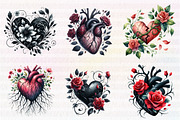 Gothic Floral Heart Clipart, an Illustration by CreationArt (Thumbnail 2 of 4)