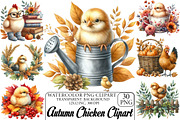 Watercolor Autumn Chicken Clipart, an Illustration by DreamPrint404 (Thumbnail 1 of 6)