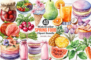 Watercolor Spring Food Clipart PNG, an Illustration by Canvas Craft