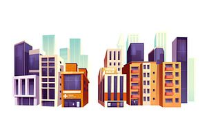 City crossroad buildings set, an Object Illustration by art PVP - market