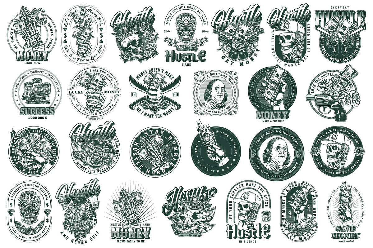 Money Hustle t-shirt designs, a Branding & Logo Template by DGIM studio (Photo 4 of 6)