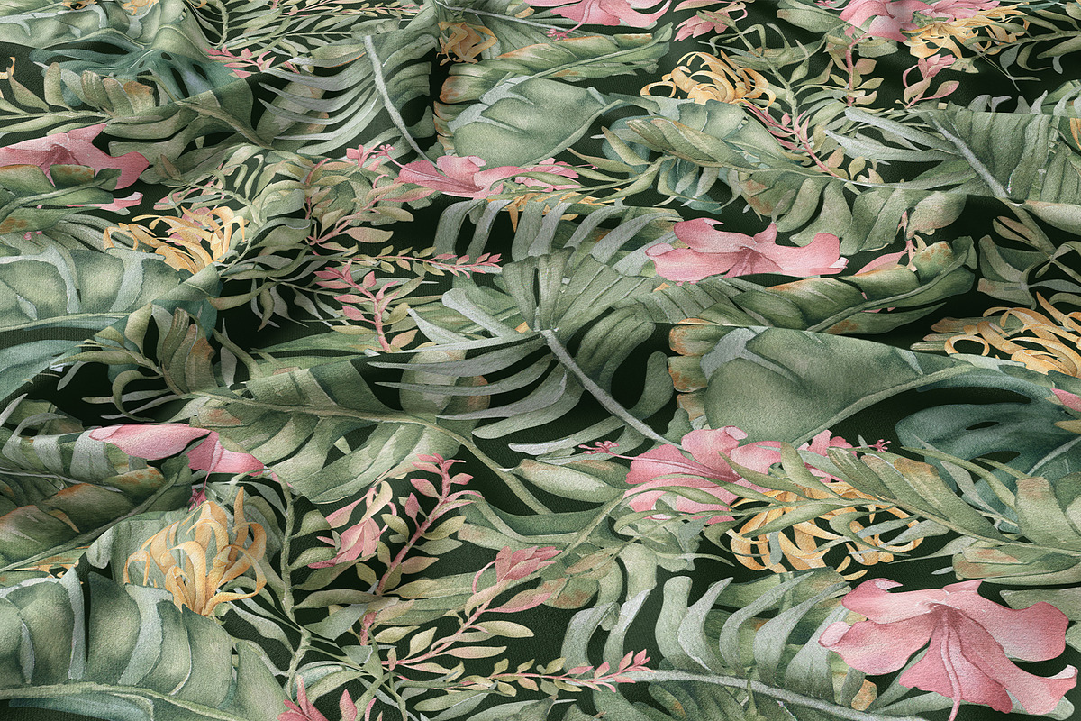 Tropical leaves and birds watercolor, an Illustration by Kate Lanbina (Photo 15 of 19)