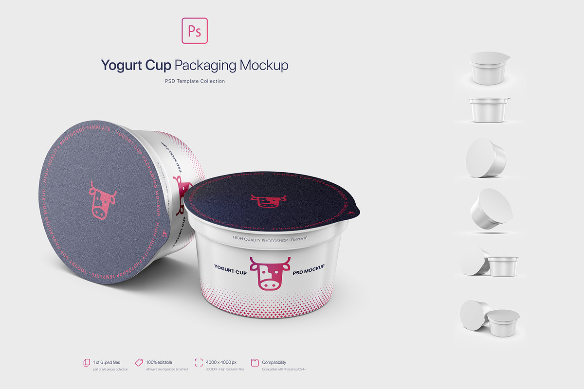 Yogurt Cup Packaging Mockup, a Cups & Container Mockup by Mockup+ (Photo 1 of 6)