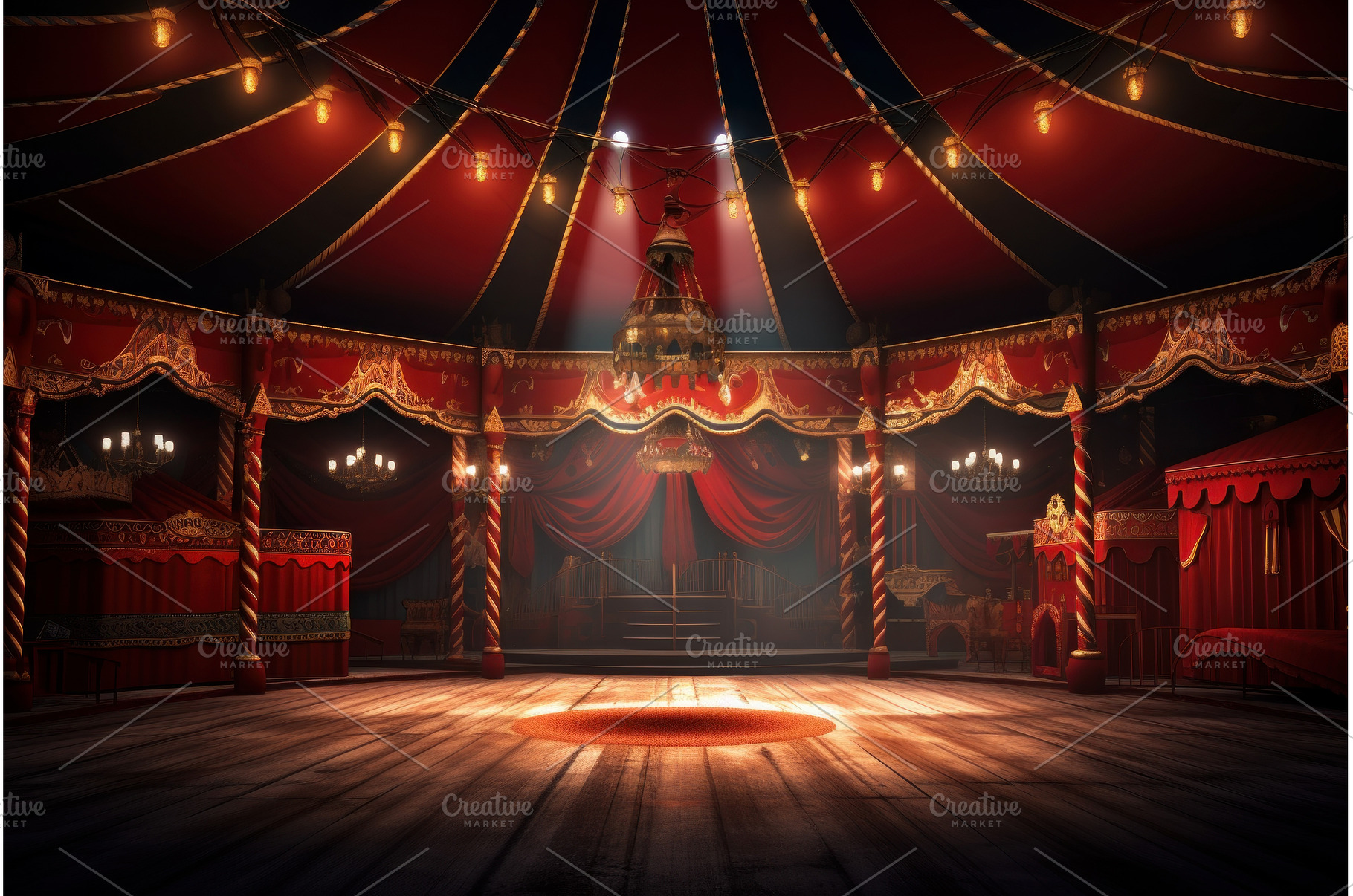 Silent Empty circus tent. Generate, a Nature Photo by Ylivdesign