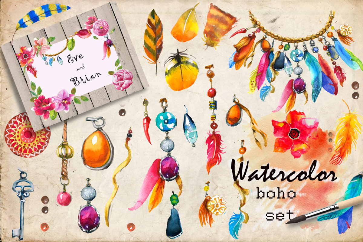 Watercolor boho collection, an Illustration by Eve Farb (Photo 2 of 5)