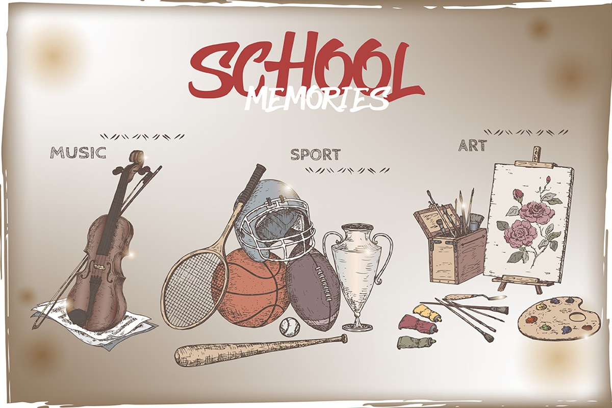 School memories vintage sketch set, a Graphic by Quetzal Art (Photo 5 of 6)