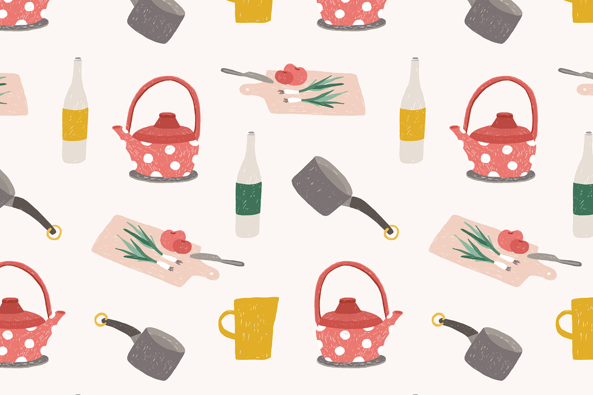 Seamless pattern with kitchen tools, a Pattern Graphic by Good Studio (Photo 2 of 6)