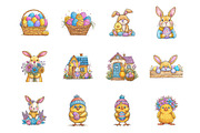 Green cute easter clipart, an Illustration by SinaCreation (Thumbnail 2 of 11)