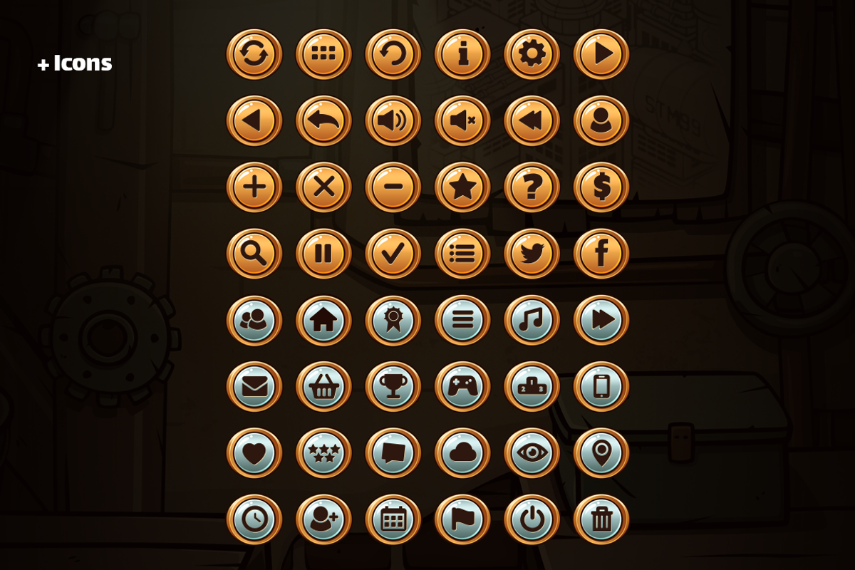 Steampunk GUI for Mobile Game, an Illustration by wowu (Photo 8 of 9)