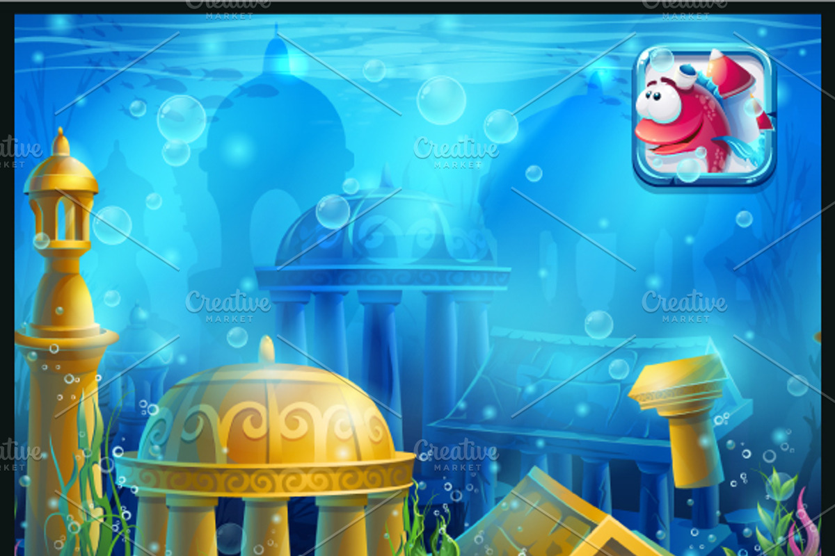 Atlantis ruins GUI pack, an Illustration by Nearbirds (Photo 4 of 4)