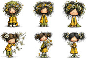 Whimsical Spring Girl Clipart, an Illustration by CraftArtStudio (Thumbnail 2 of 6)