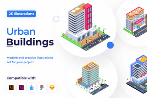Urban Buildings Isometric, a Finance Illustration by Brickclay
