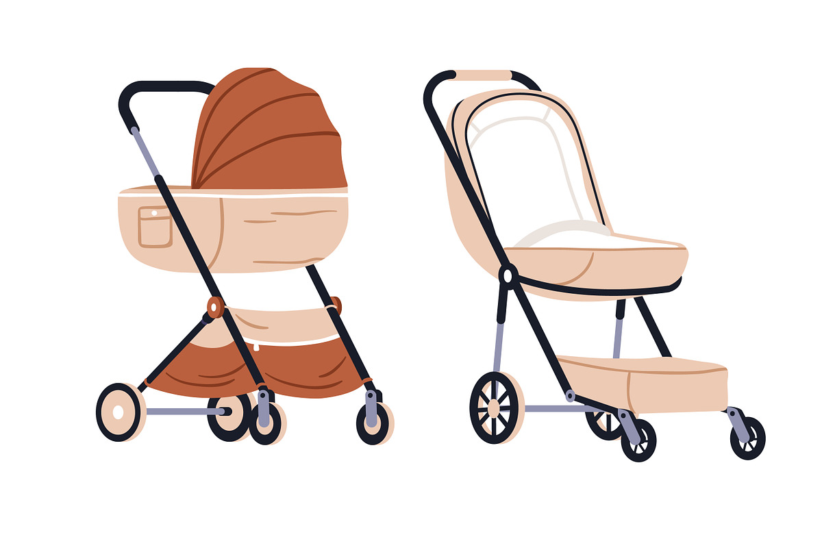 Strollers, prams, baby carriages set, a Transportation Illustration by Good Studio (Photo 4 of 6)