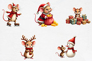 Funny Christmas Mouse Watercolor Cli, an Illustration by CrexoraLab (Thumbnail 3 of 5)