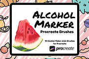 Alcohol Marker Style Procreate Brush, a Brush Add-On by HalieKStudio (Thumbnail 1 of 9)