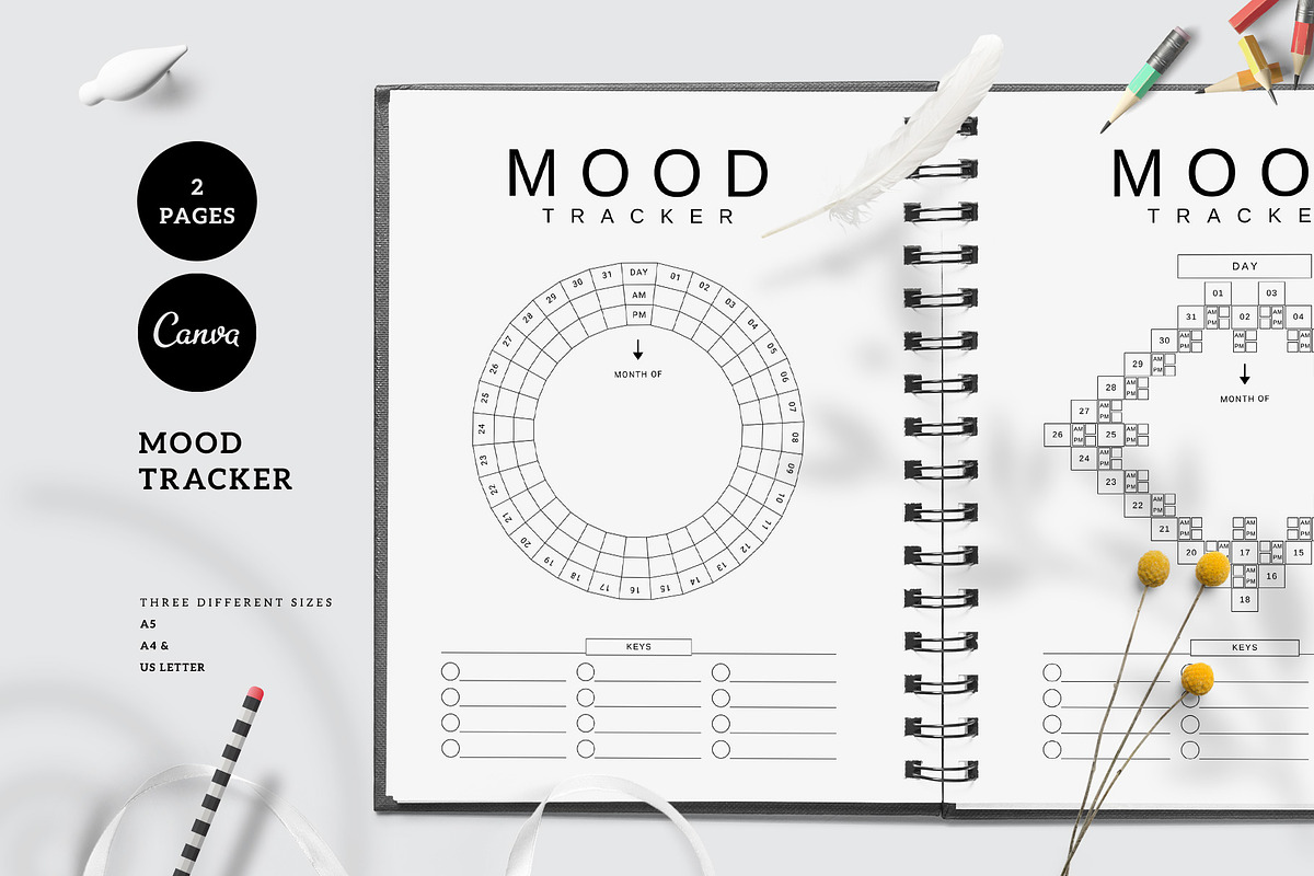 Canva Mood Tracker, a Stationery Template by Amit Debnath (Photo 1 of 8)