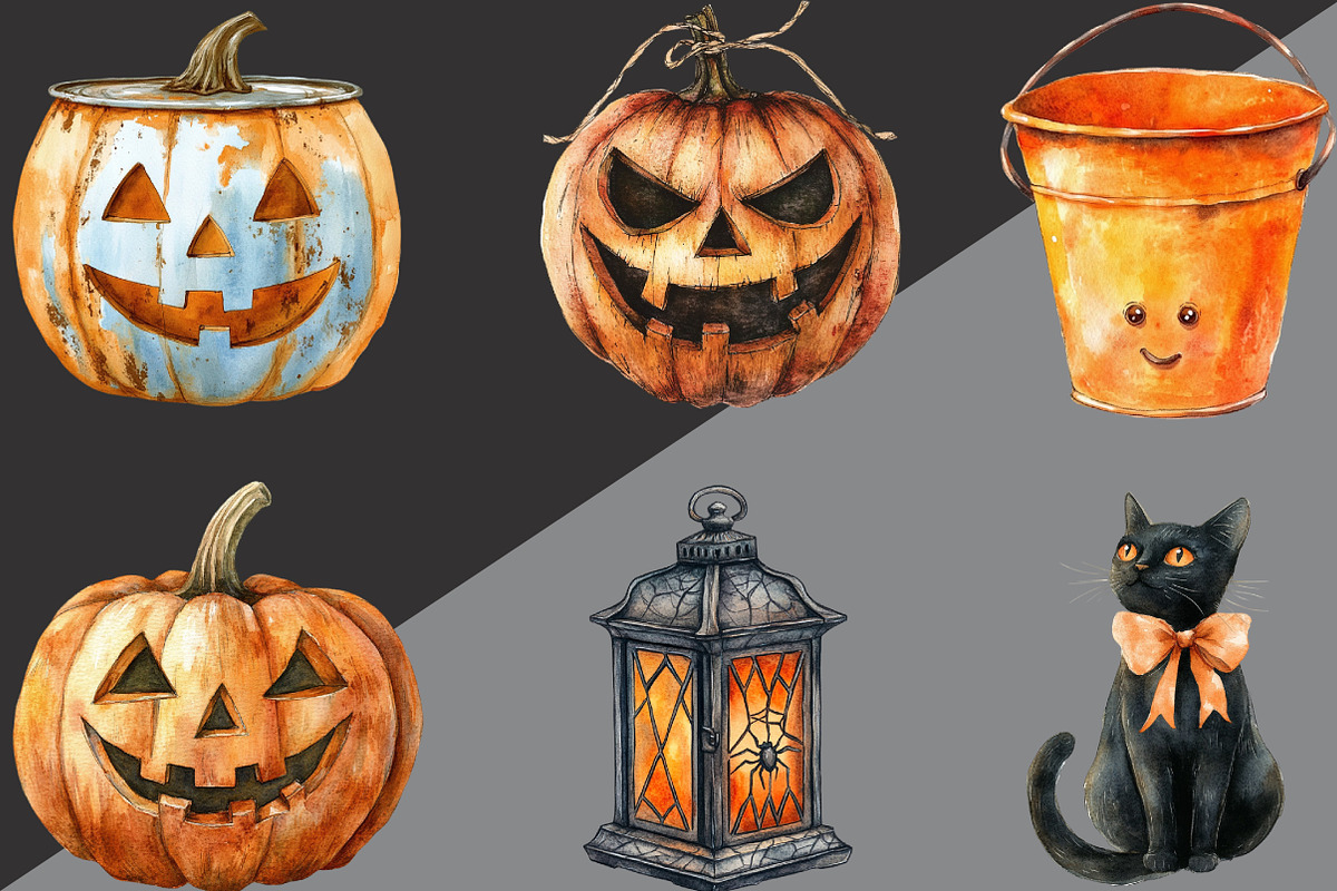 Vintage Halloween Clipart, an Illustration by Black Bird Studio (Photo 4 of 6)