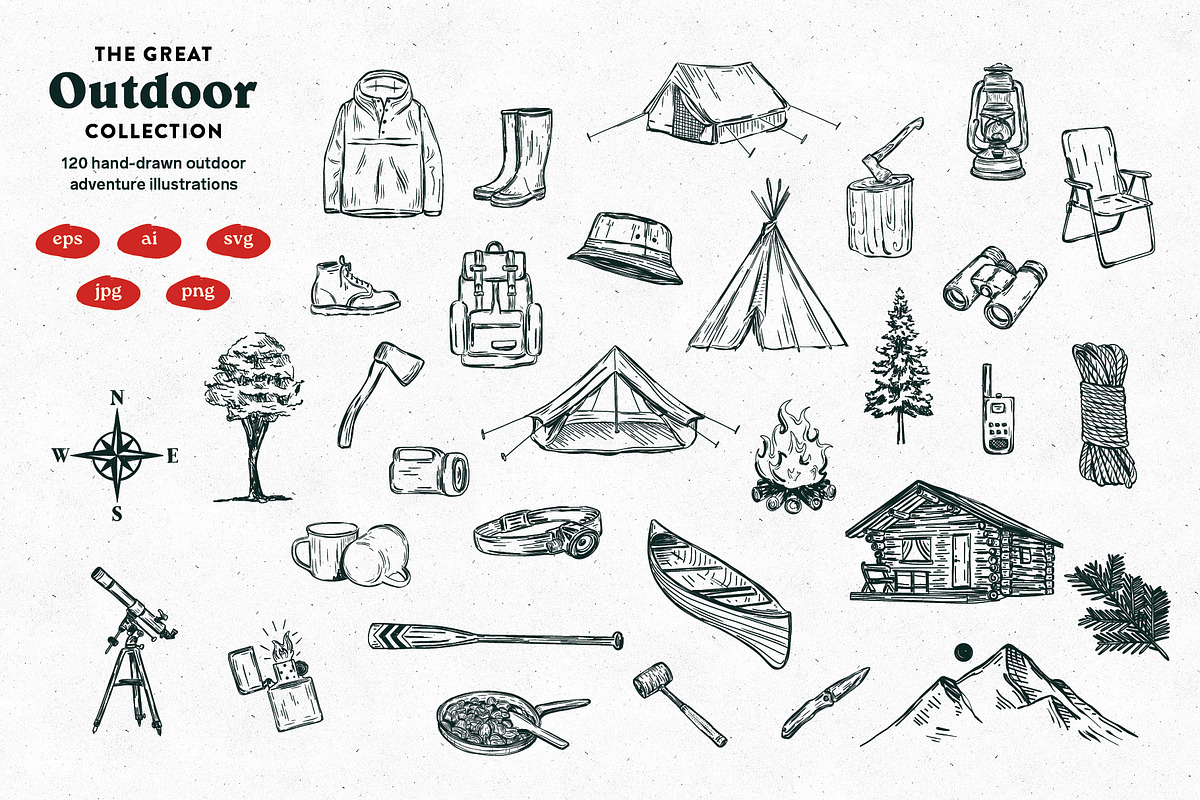 Outdoor Camping vector Illustrations, a Decorative Illustration by dicreate (Photo 2 of 16)