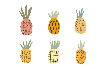Hand drawn Pineapple Set