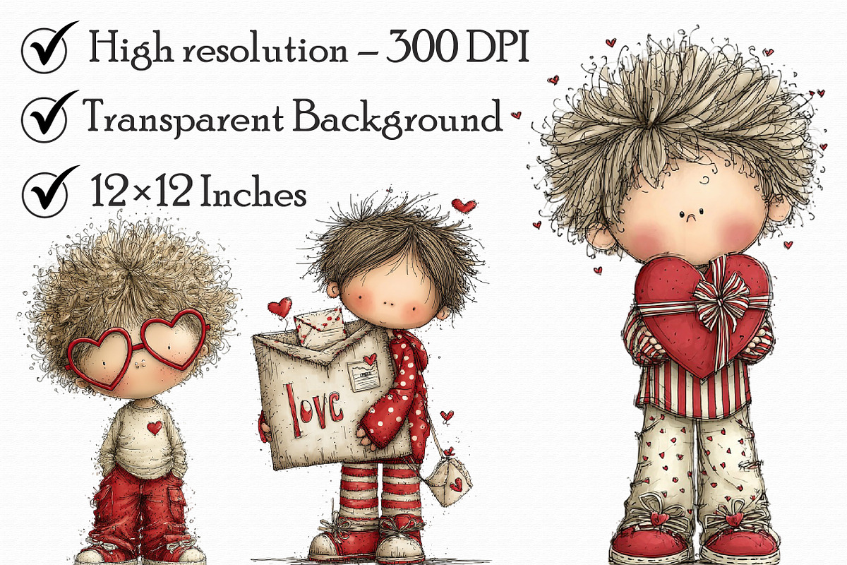 Quirky Valentine Boy Clipart, an Illustration by Libby Wishes (Photo 5 of 7)