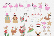 Tropical Beach Christmas clipart set, an Object Graphic by @olga.angelloz (Thumbnail 2 of 2)
