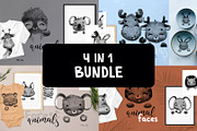 KIDS BUNDLE 4 IN 1, an Animal Illustration by tata_ota (Thumbnail 1 of 5)