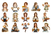 Oktoberfest beer Maids clipart set, an Illustration by Craft Nest (Thumbnail 3 of 4)