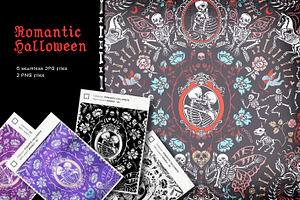 Romantic Halloween. Seamless pattern