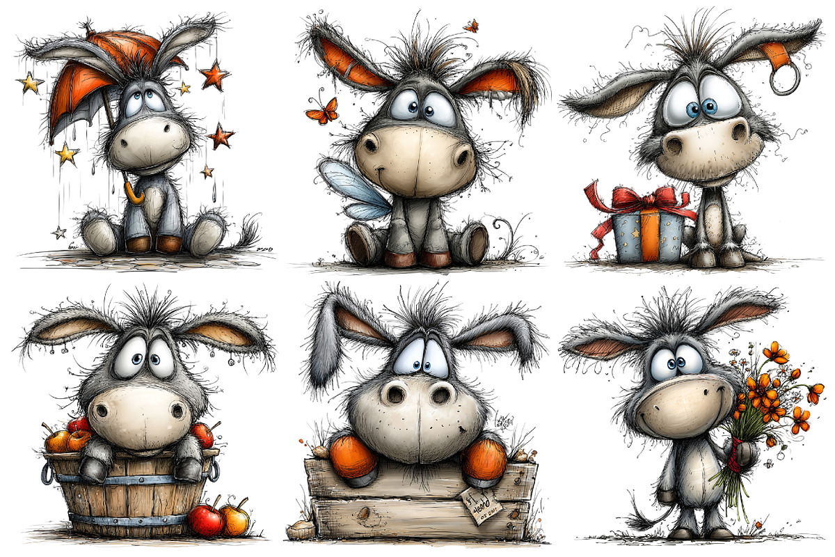 Whimsical Donkey Clipart, an Illustration by Pixels.Craft (Photo 6 of 6)