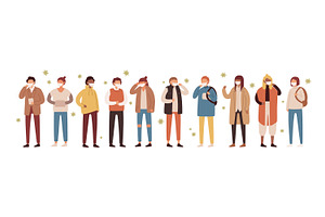 People wearing face masks, a Healthcare Illustration by Good Studio