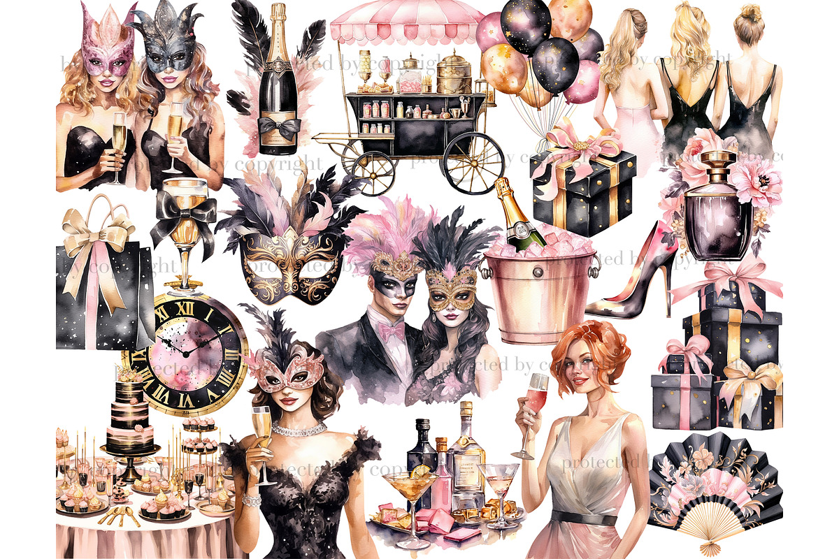 Happy New Year Clipart | Fashion, a Person Illustration by GlamArtZhanna (Photo 2 of 5)
