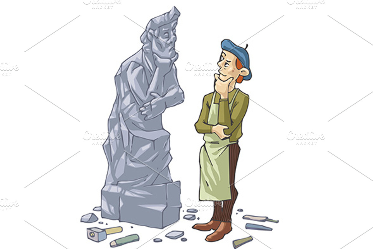 Sculptor And His Self Portrait, an Illustration by LEKS illustrations (Photo 1 of 2)
