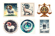 Zodiac Postage Stamp Clipart, an Illustration by Daily.Designs (Thumbnail 5 of 5)