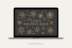 70% SALE - Gold Aesthetic Snowflakes