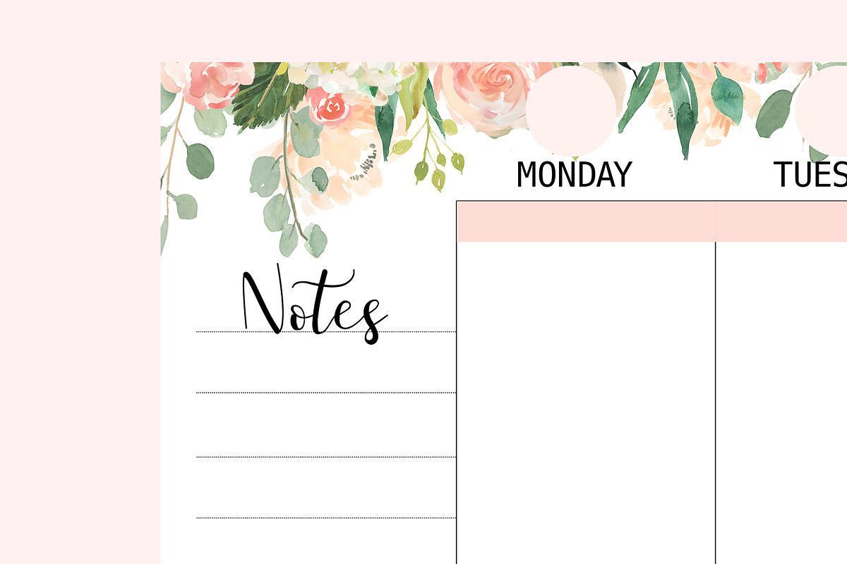 Weekly Planner Inserts 8.5x11 Peachy, a Stationery Template by EasyLifePlanners (Photo 3 of 3)