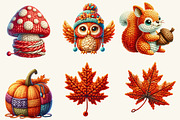 Watercolor Crochet Autumn Clipart, a Work Illustration by cherrydesign (Thumbnail 2 of 4)