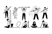 Kids With Giant Pencil SVG Set, an Illustration by designvectx (Thumbnail 2 of 3)