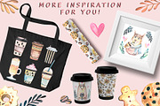 Watercolor Coffee Collection, an Animal Illustration by Kseniya_design (Thumbnail 5 of 8)