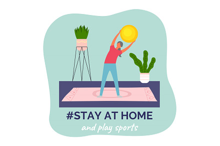 Stay at home and play sports, woman, a School & Education Photo by robuart