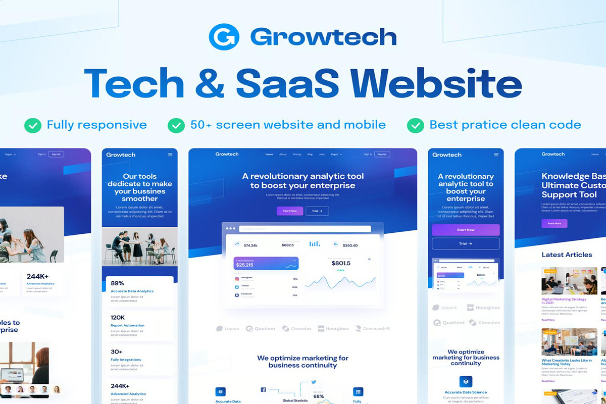 Growtech - Tech & SaaS, an UI Kit Template by Creative Perspective (Photo 1 of 8)