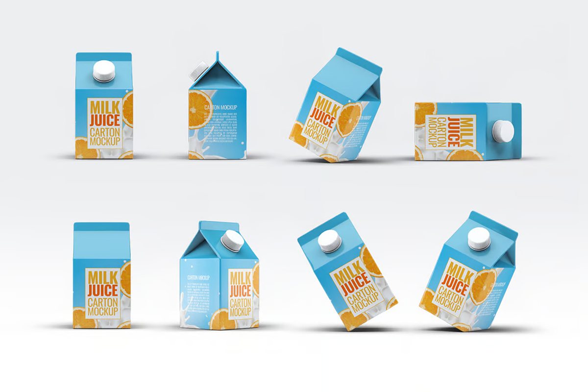 4 Types Milk/Juice Cartons Mockup, a Packaging Mockup by Hubzway (Photo 6 of 13)