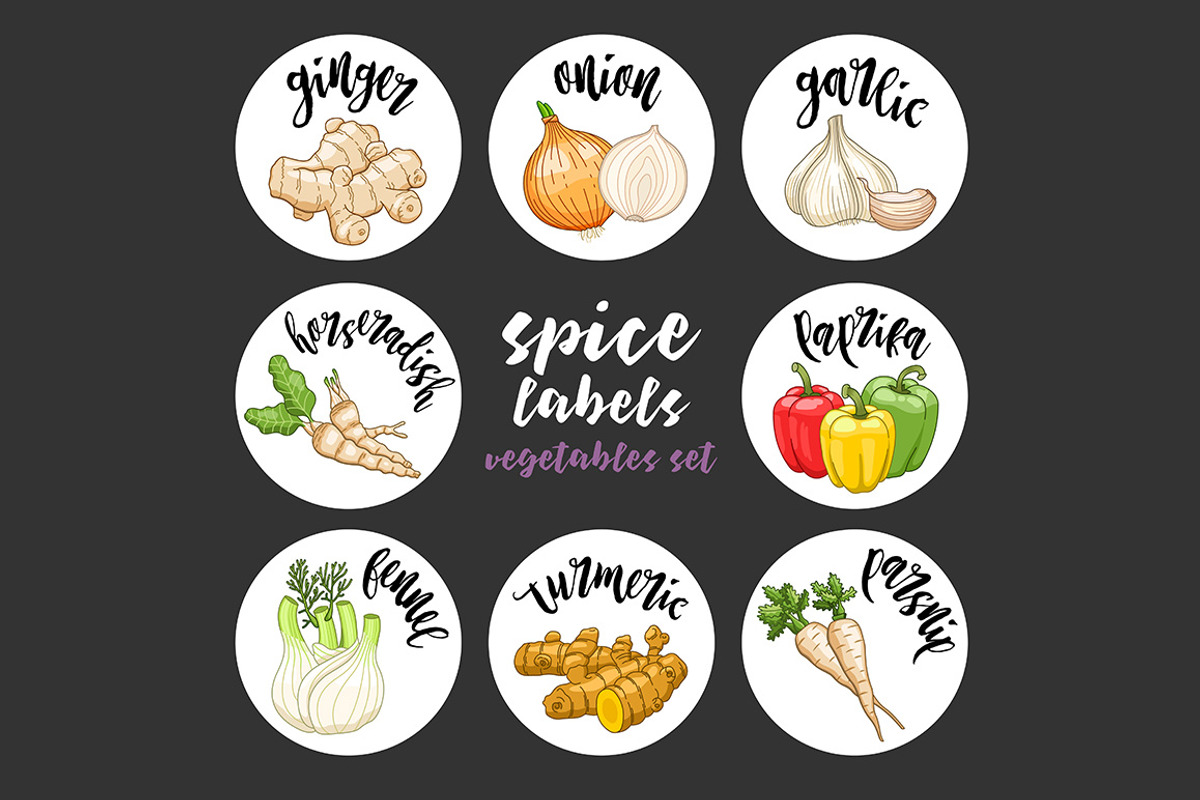 Spices and herbs labels set, a Decorative Illustration by Primula`s shop (Photo 7 of 12)