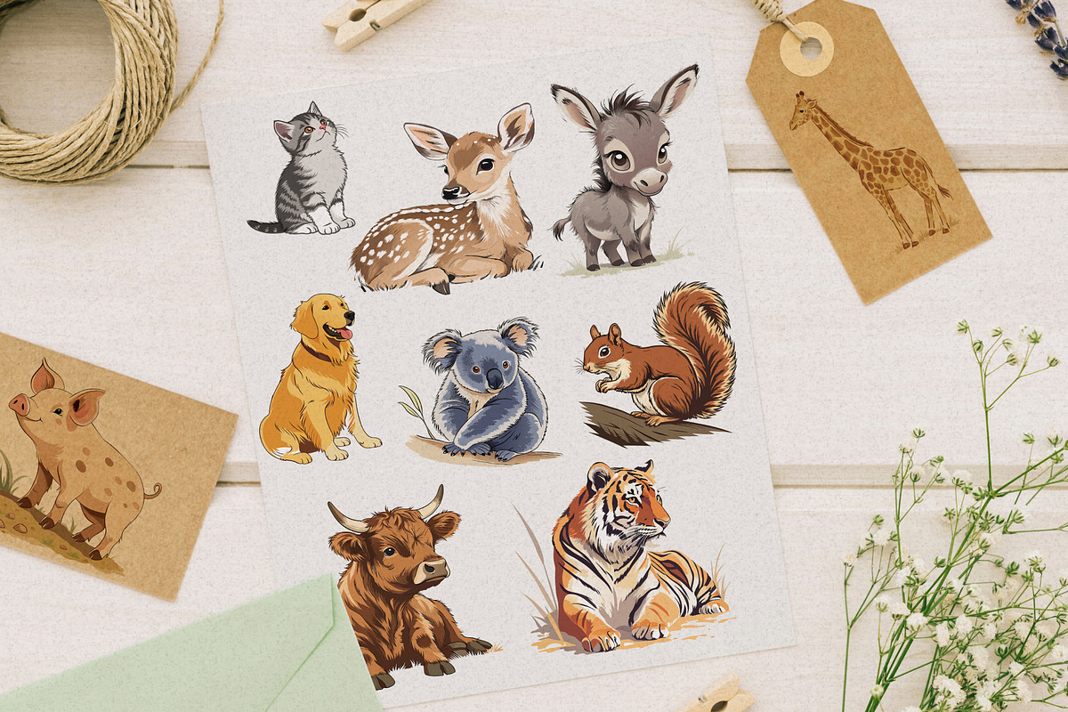 Cute Watercolor Animals, an Animal Illustration by Helospace (Photo 5 of 10)
