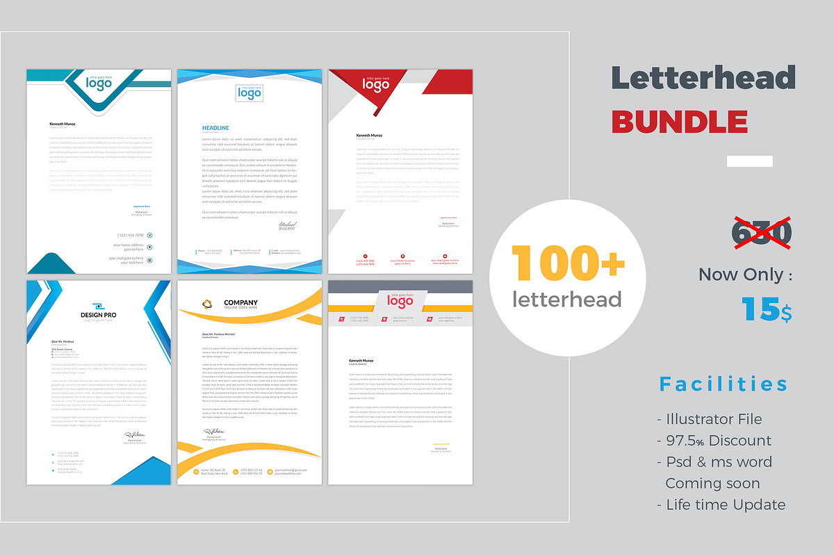 100+ Letterhead 97% Discount, a Stationery Template by ZAAS (Photo 1 of 12)